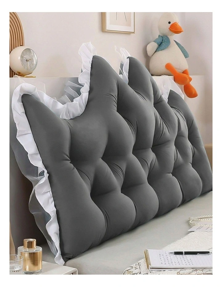 SOGA 2x90cm Crown Pillows Tufted Charcoal Headboard Cushion Set image 2