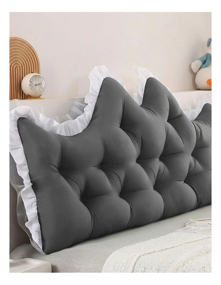 SOGA 2x90cm Crown Pillows Tufted Charcoal Headboard Cushion Set image 3