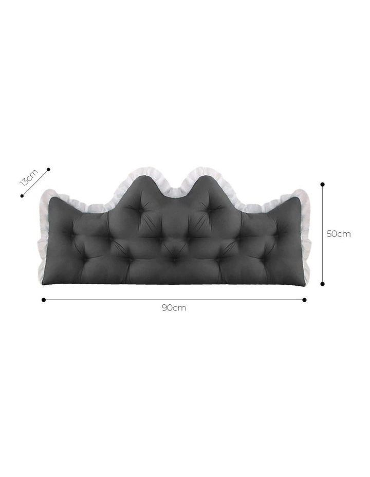 SOGA 2x90cm Crown Pillows Tufted Charcoal Headboard Cushion Set image 5