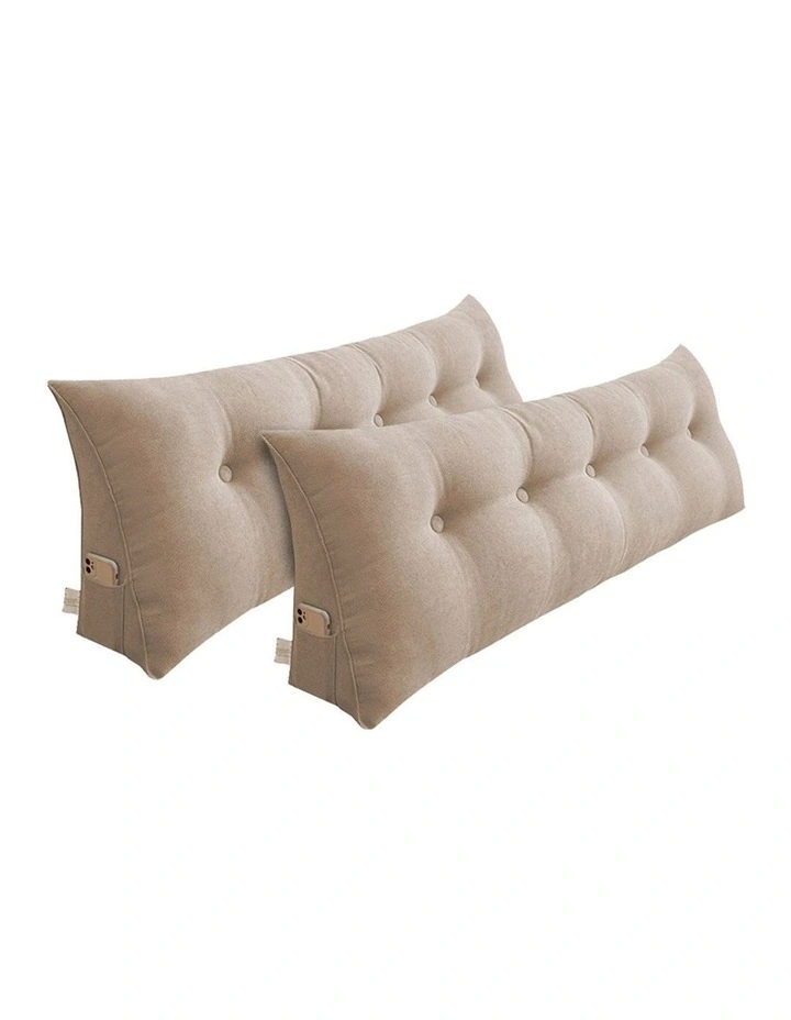SOGA 2X 120cm Beige Triangular Wedge Headboard Backrest Pillow image 1