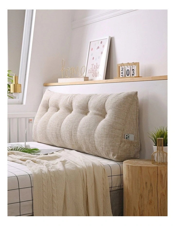 SOGA 2X 120cm Beige Triangular Wedge Headboard Backrest Pillow image 5