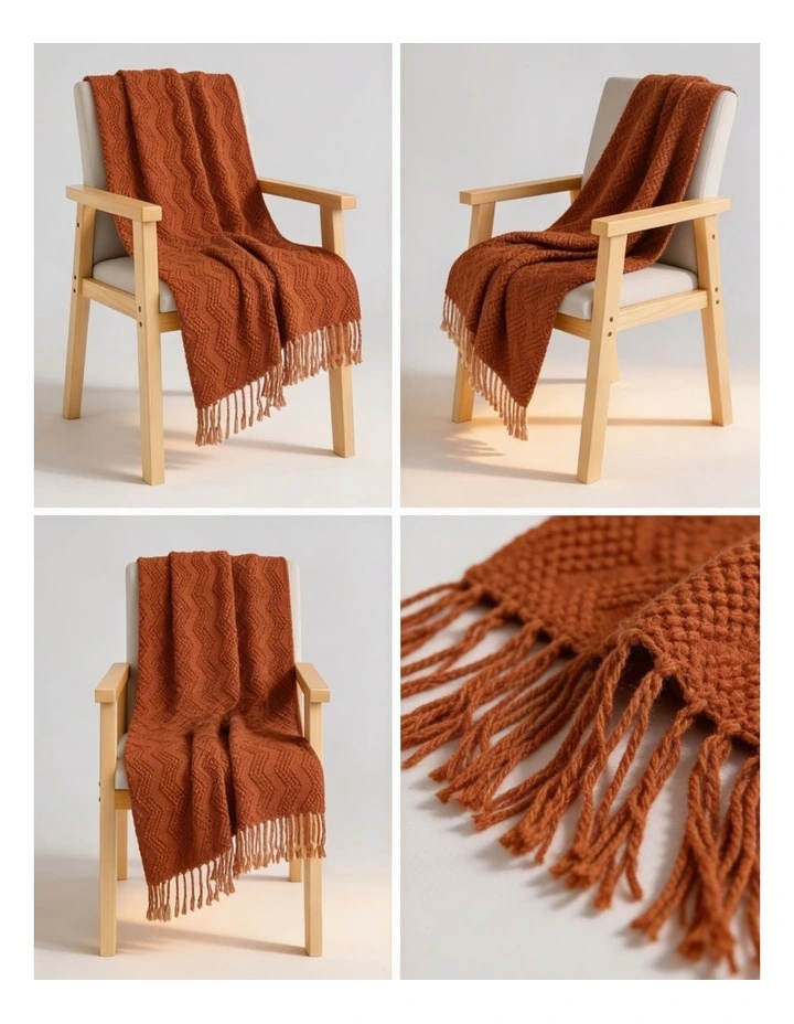 SOGA Brown Polyester Throw Blanket 40x30x10cm image 2