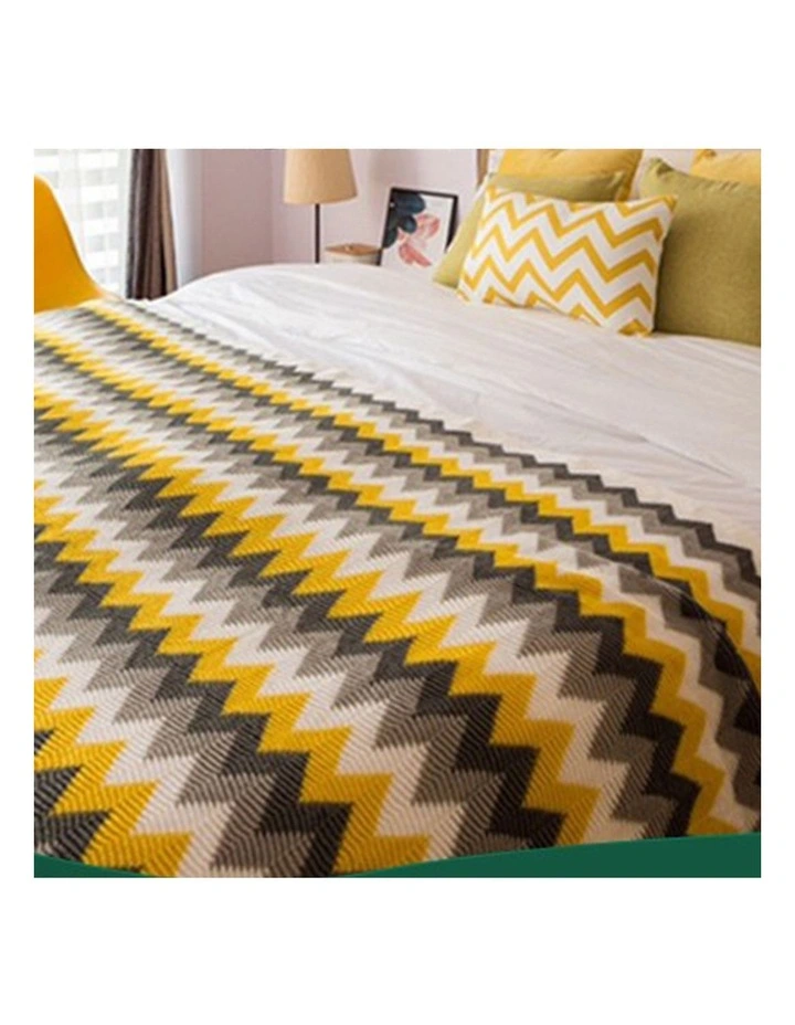SOGA 2 Pack Yellow Zigzag Acrylic Throw Blanket 130x170cm image 7