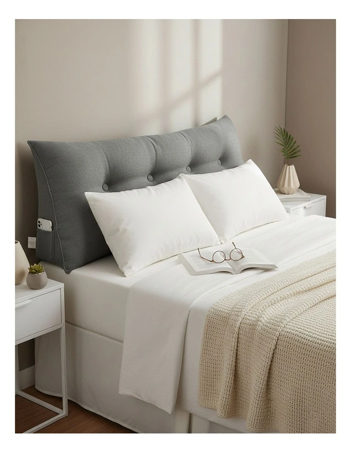 SOGA 120cm Grey Triangular Wedge Headboard Backrest Pillow image 2