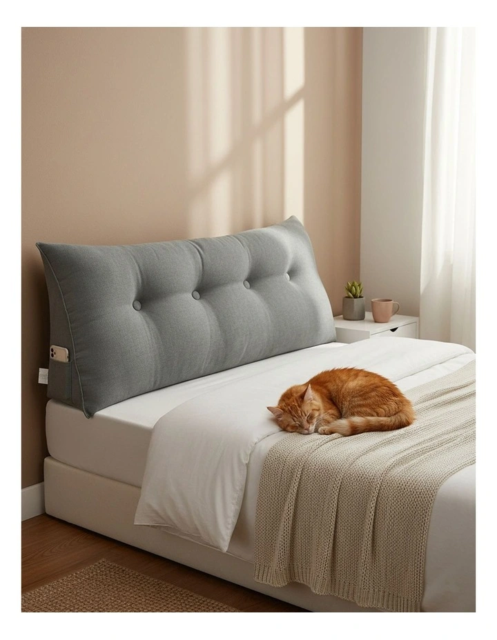 SOGA 120cm Grey Triangular Wedge Headboard Backrest Pillow image 4