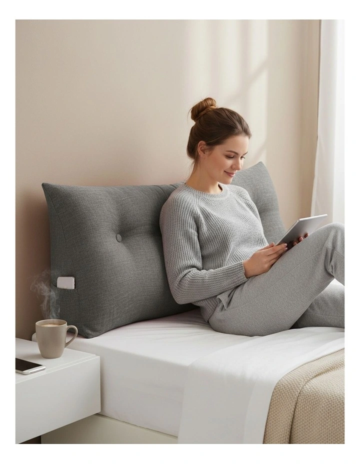 SOGA 120cm Grey Triangular Wedge Headboard Backrest Pillow image 7