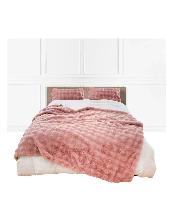 SOGA Pink Fur Fuzzy Throw Blanket 200x230cm image 1