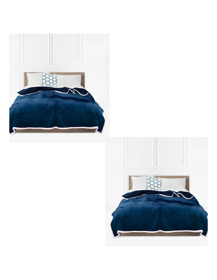 SOGA 2 Pack Navy Blue Thick Flannel Throw Blanket 200x220cm image 1