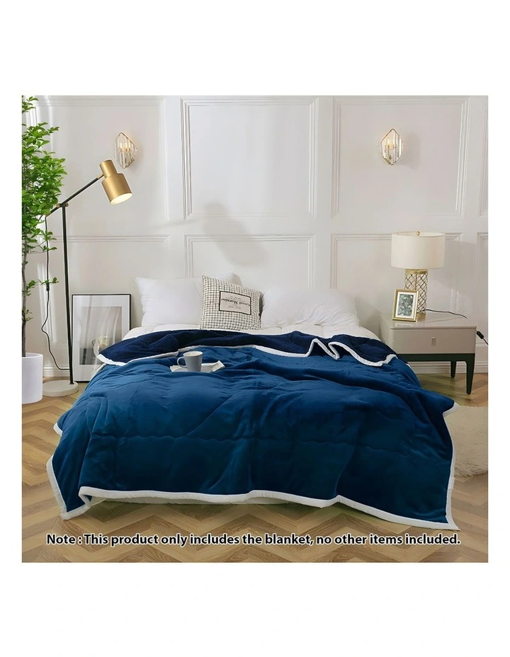 SOGA 2 Pack Navy Blue Thick Flannel Throw Blanket 200x220cm image 2