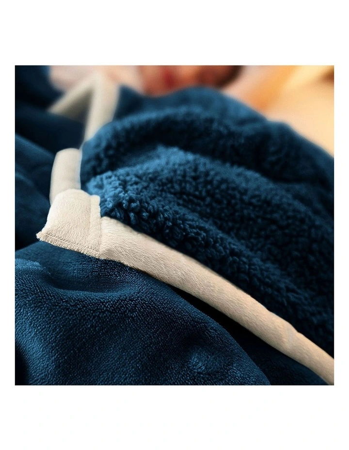 SOGA 2 Pack Navy Blue Thick Flannel Throw Blanket 200x220cm image 3