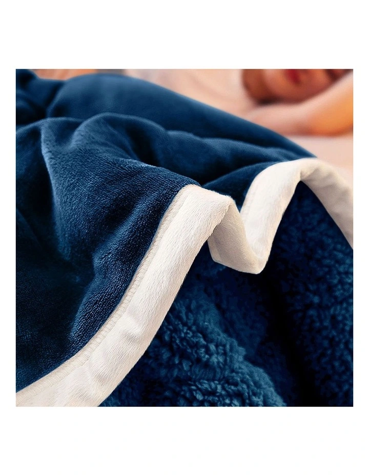 SOGA 2 Pack Navy Blue Thick Flannel Throw Blanket 200x220cm image 4