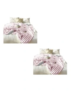 SOGA 2 Pack Bean Paste Pink Milk Velvet Throw Blanket 150x200cm