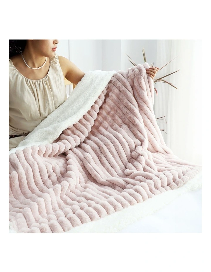 SOGA 2 Pack Bean Paste Pink Milk Velvet Throw Blanket 150x200cm image 4