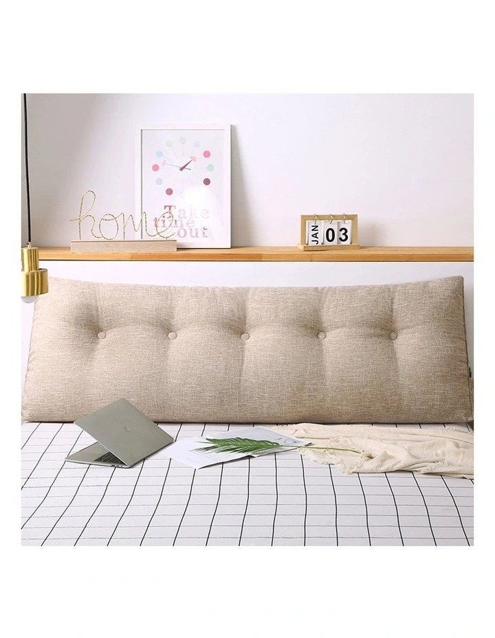 SOGA 2X 100cm Beige Triangular Wedge Bed Pillow Headboard Backrest Bedside Tatami Cushion Home Decor image 4