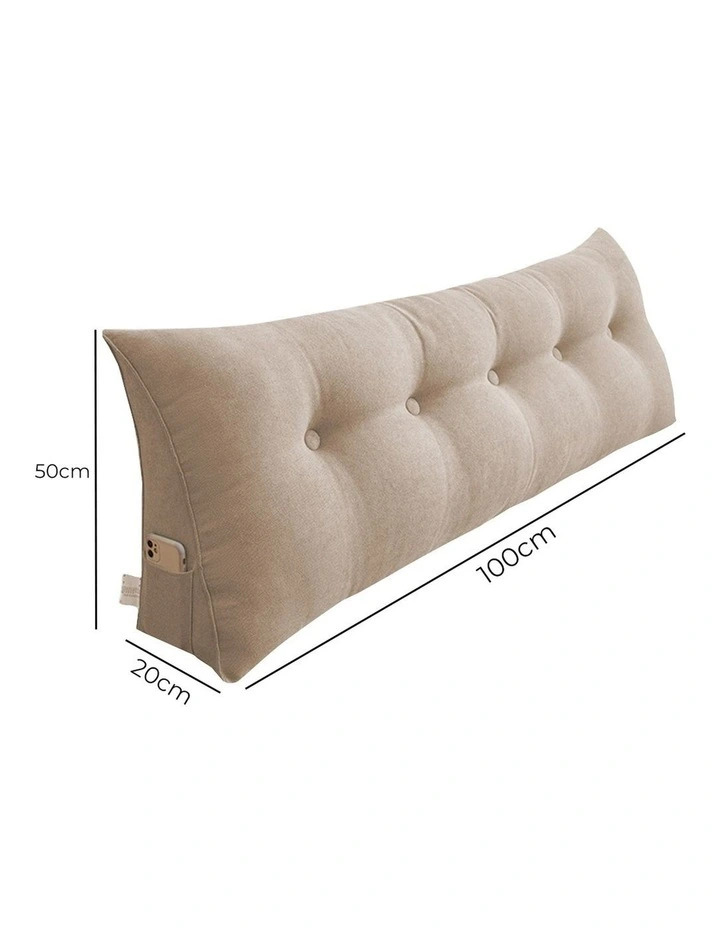 SOGA 2X 100cm Beige Triangular Wedge Bed Pillow Headboard Backrest Bedside Tatami Cushion Home Decor image 6