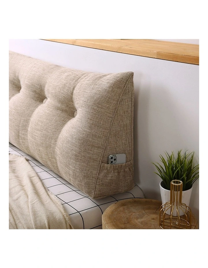 SOGA 2X 100cm Beige Triangular Wedge Bed Pillow Headboard Backrest Bedside Tatami Cushion Home Decor image 7