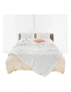 SOGA White Double Layer Rabbit Fur Throw Blanket 160x200cm