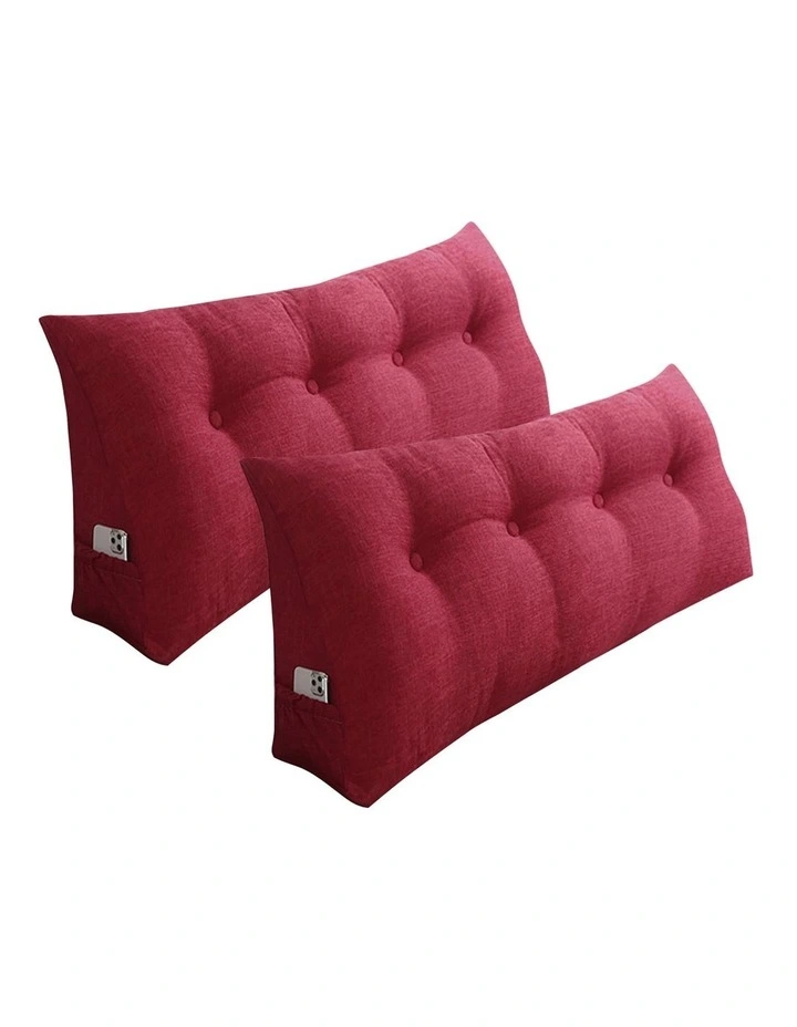 SOGA 2X 120cm Rose Red Triangular Wedge Bed Backrest Headboard Cushion image 1