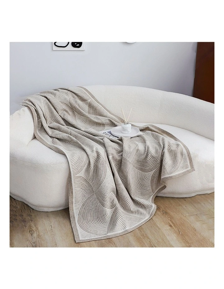 SOGA 2 Pack Beige Geometric Swirl Throw Blanket 130x180cm image 2