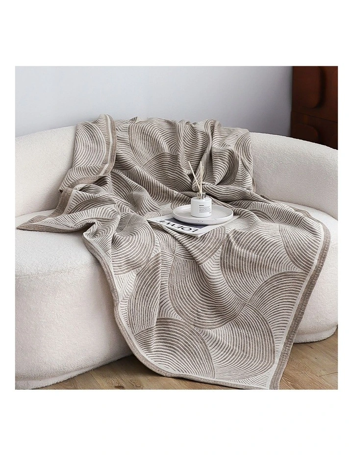 SOGA 2 Pack Beige Geometric Swirl Throw Blanket 130x180cm image 3