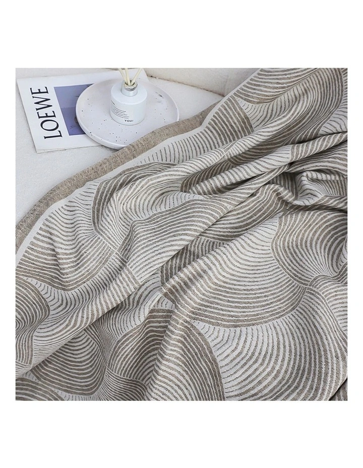 SOGA 2 Pack Beige Geometric Swirl Throw Blanket 130x180cm image 4