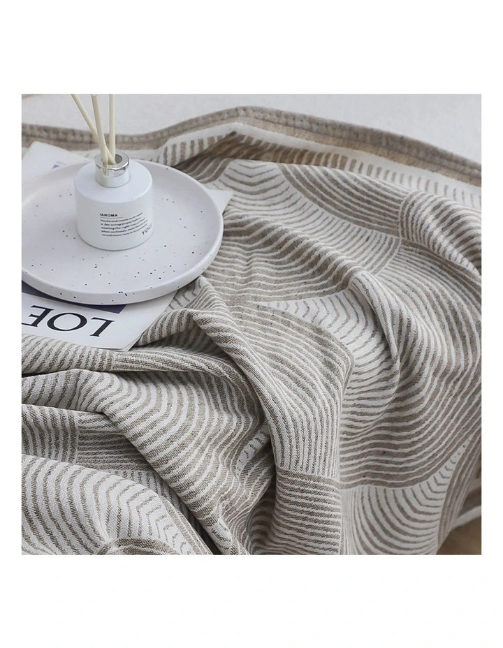 SOGA 2 Pack Beige Geometric Swirl Throw Blanket 130x180cm image 5