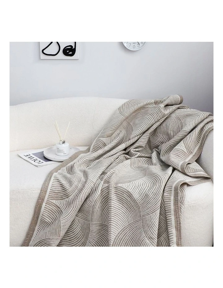 SOGA 2 Pack Beige Geometric Swirl Throw Blanket 130x180cm image 6