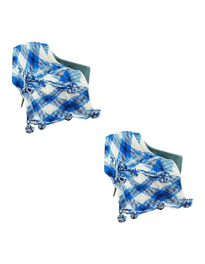 SOGA 2 Pack Blue Deep Sea Gradient Dyed Throw Blanket 90x200cm image 1