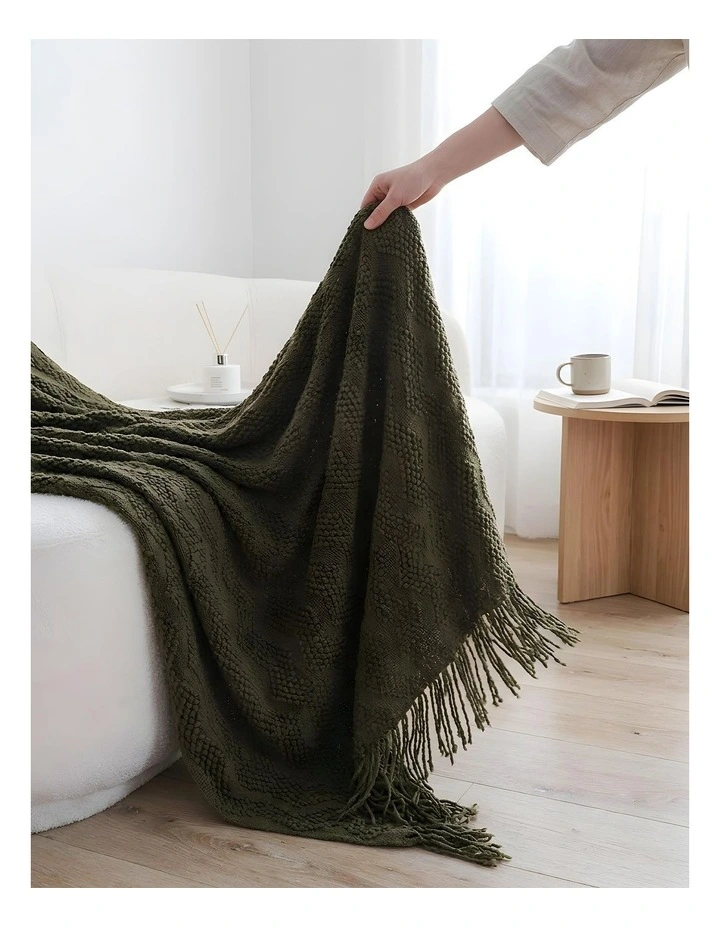 SOGA Army Green Polyester Throw Blanket 40x30x6cm image 5