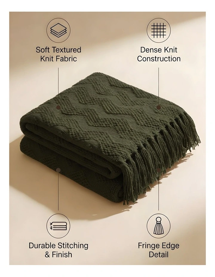 SOGA Army Green Polyester Throw Blanket 40x30x6cm image 6