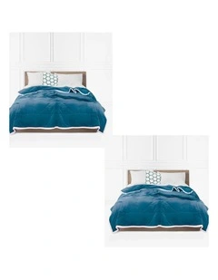 SOGA 2 Pack Lake Blue Thick Flannel Throw Blanket 200x220cm