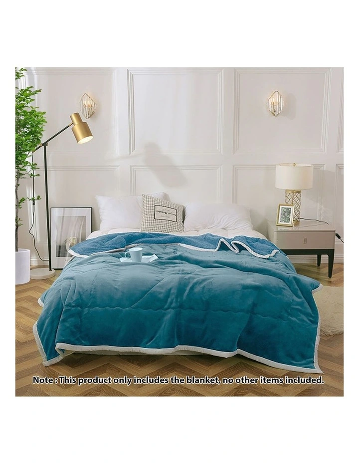 SOGA 2 Pack Lake Blue Thick Flannel Throw Blanket 200x220cm image 2