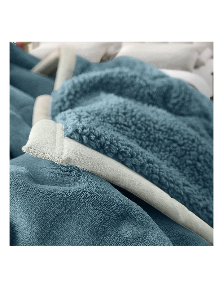 SOGA 2 Pack Lake Blue Thick Flannel Throw Blanket 200x220cm image 3
