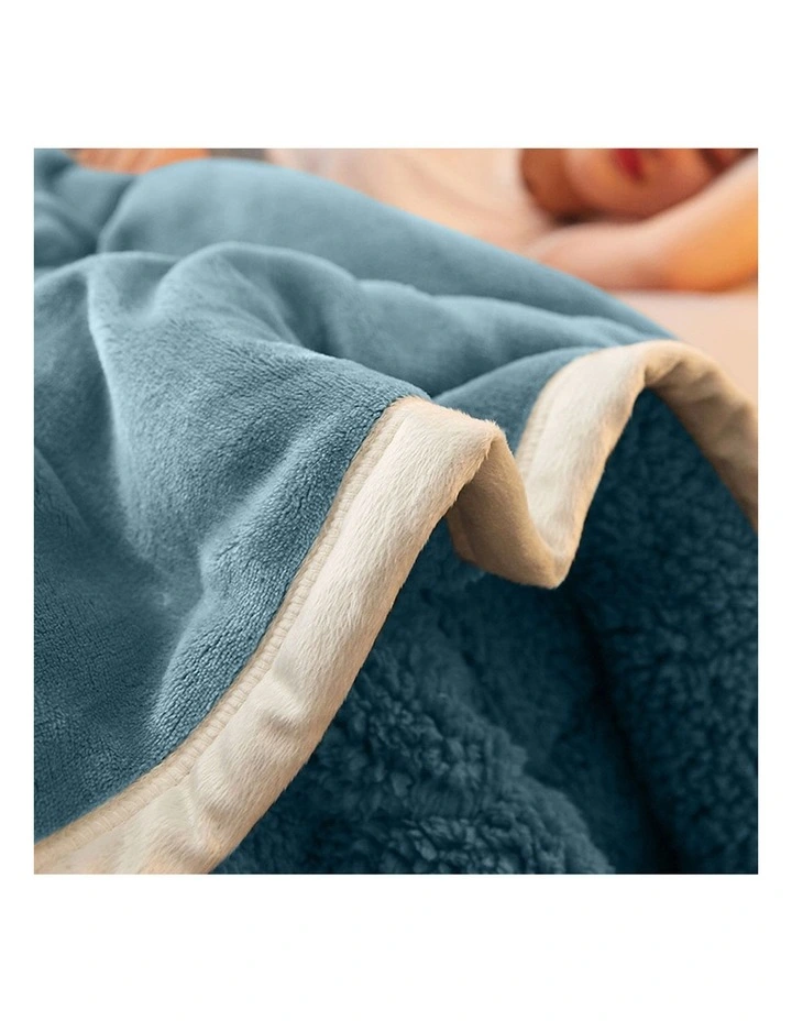 SOGA 2 Pack Lake Blue Thick Flannel Throw Blanket 200x220cm image 4