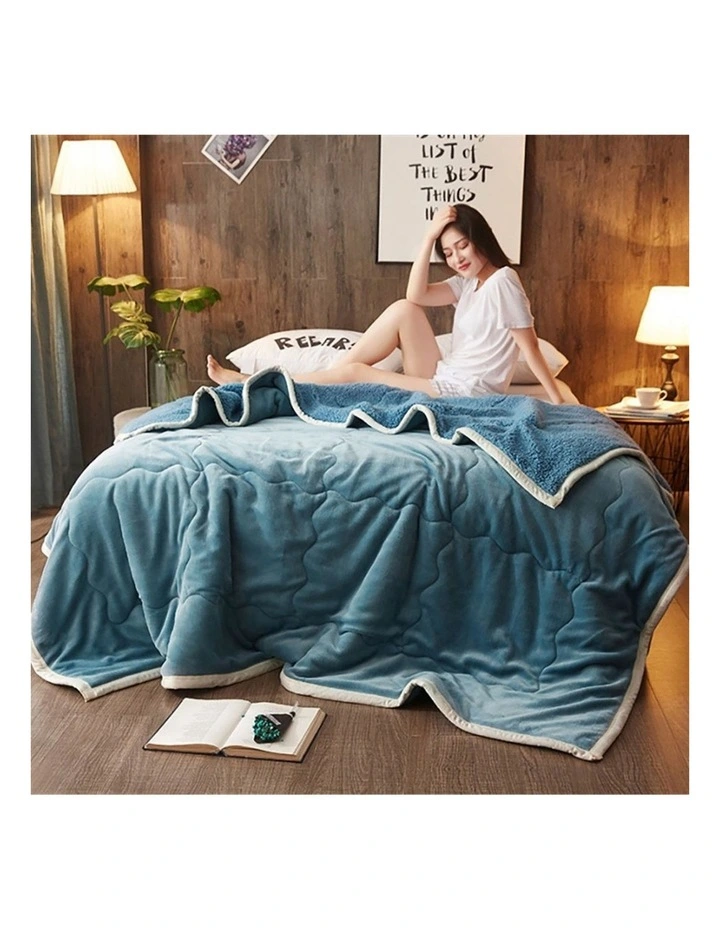 SOGA 2 Pack Lake Blue Thick Flannel Throw Blanket 200x220cm image 7