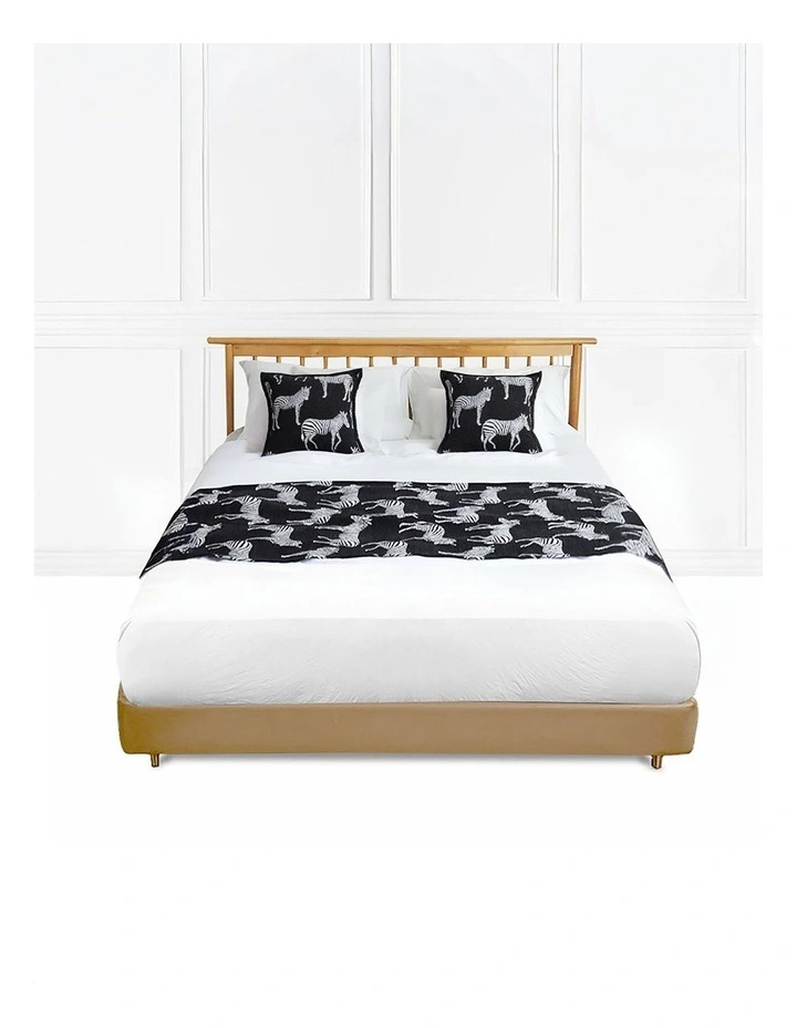 SOGA 1.5m Black Zebra Luxury Bed Runner Vintage Bedding Set of 3 image 1