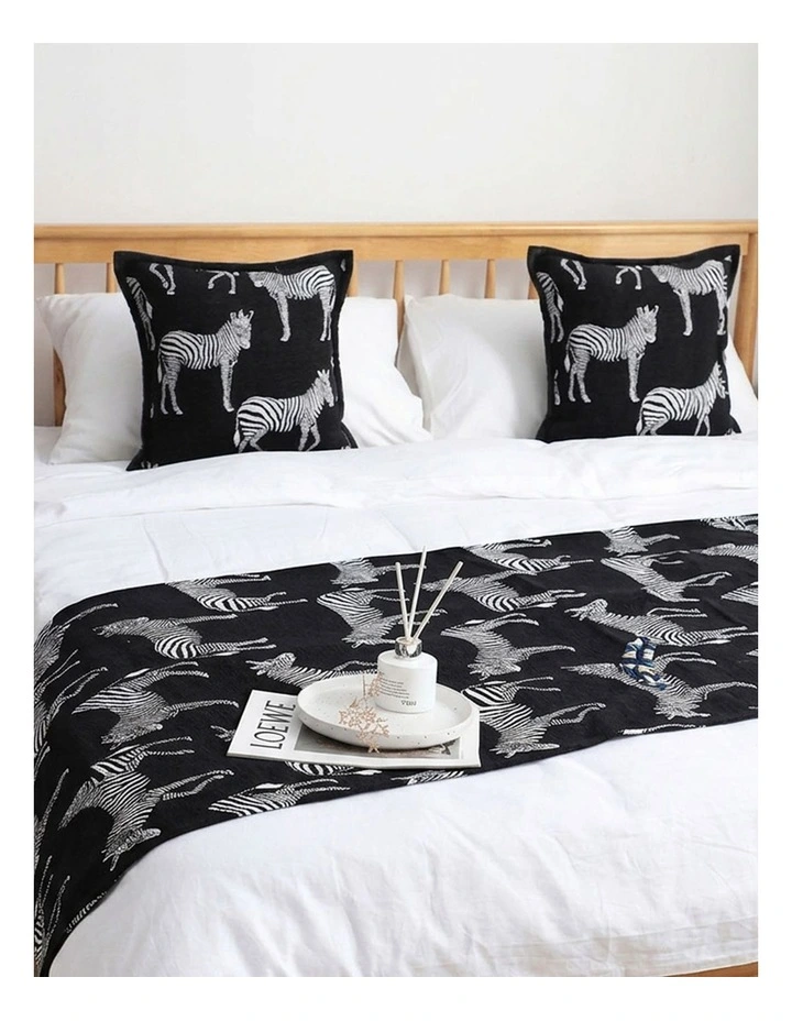 SOGA 1.5m Black Zebra Luxury Bed Runner Vintage Bedding Set of 3 image 6