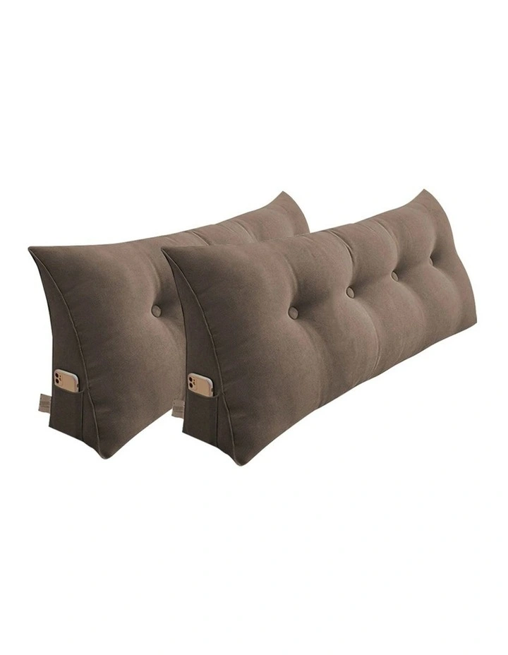 SOGA 2X 120cm Coffee Triangular Wedge Bed Backrest Headboard Cushion image 1