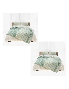 SOGA 2 Pack Light Green Fur Throw Blanket 200x230cm