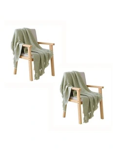 SOGA 2 Pack Matcha Green Polyester Throw Blanket 40x35x8cm