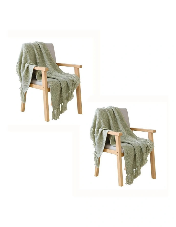 SOGA 2 Pack Matcha Green Polyester Throw Blanket 40x35x8cm image 1