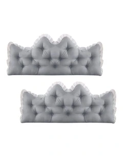 SOGA 2x90cm Crown Pillows Tufted Light Grey Headboard Cushion Set