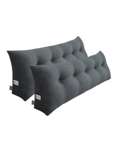 SOGA 2X 180cm Dark Grey Wedge Bed Pillow Headboard Cushion