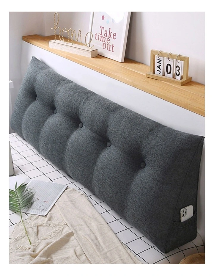 SOGA 2X 180cm Dark Grey Wedge Bed Pillow Headboard Cushion image 2