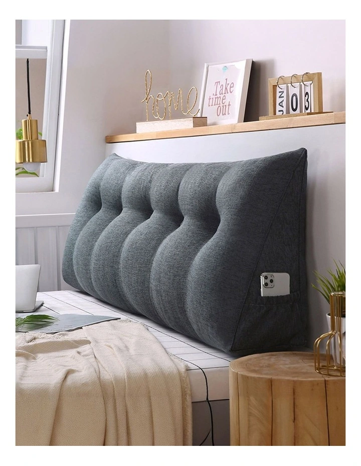 SOGA 2X 180cm Dark Grey Wedge Bed Pillow Headboard Cushion image 4