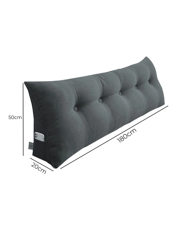 SOGA 2X 180cm Dark Grey Wedge Bed Pillow Headboard Cushion image 7