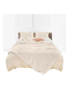 SOGA White Double Layer Rabbit Fur Throw Blanket 150x200cm