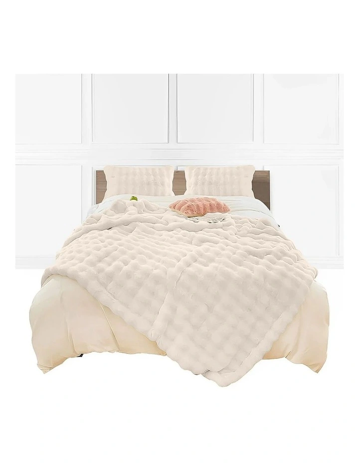 SOGA White Double Layer Rabbit Fur Throw Blanket 150x200cm image 1