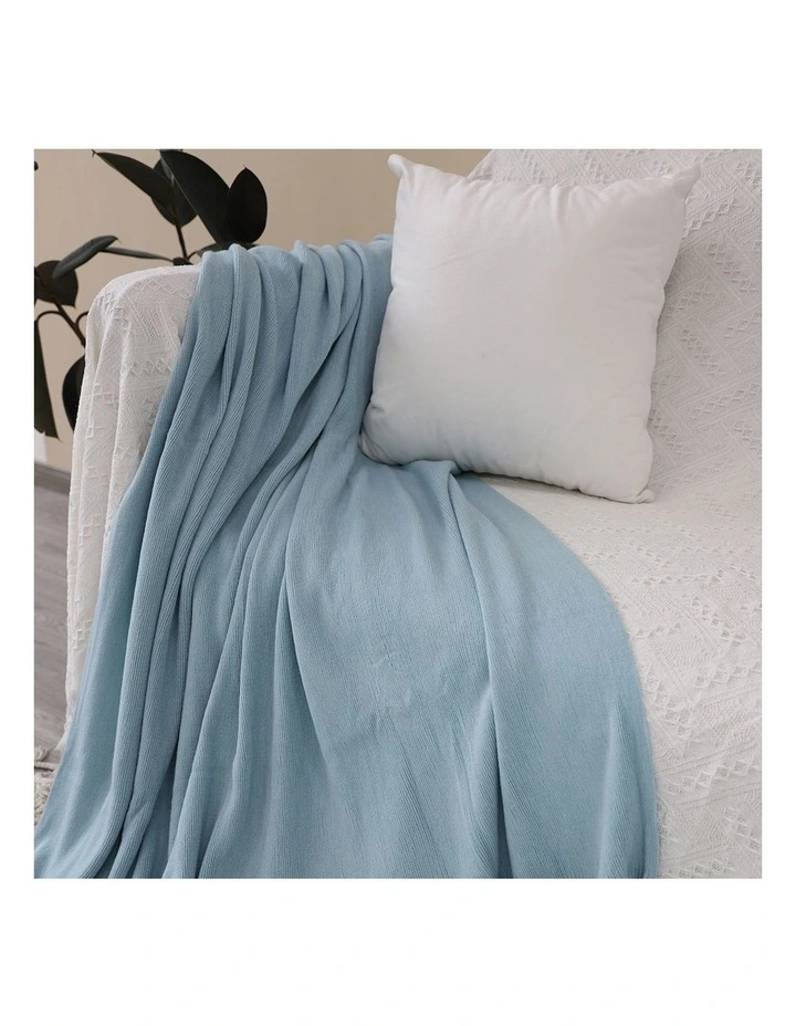 SOGA 2 Pack Sky Blue Acrylic Knitted Throw Blanket 130x220cm image 7