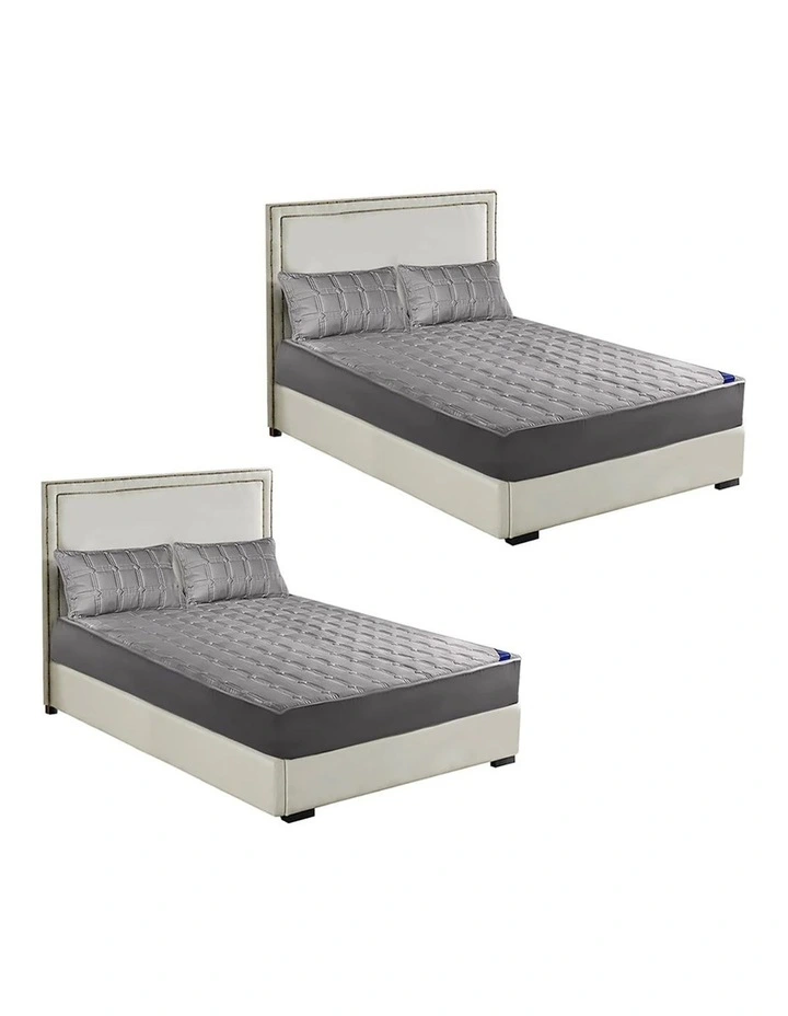 SOGA 2X Grey 183cm Wide Mattress Cover image 1